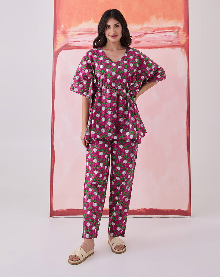 Beet-the-Root Chill Jams Cotton Co-ord Set