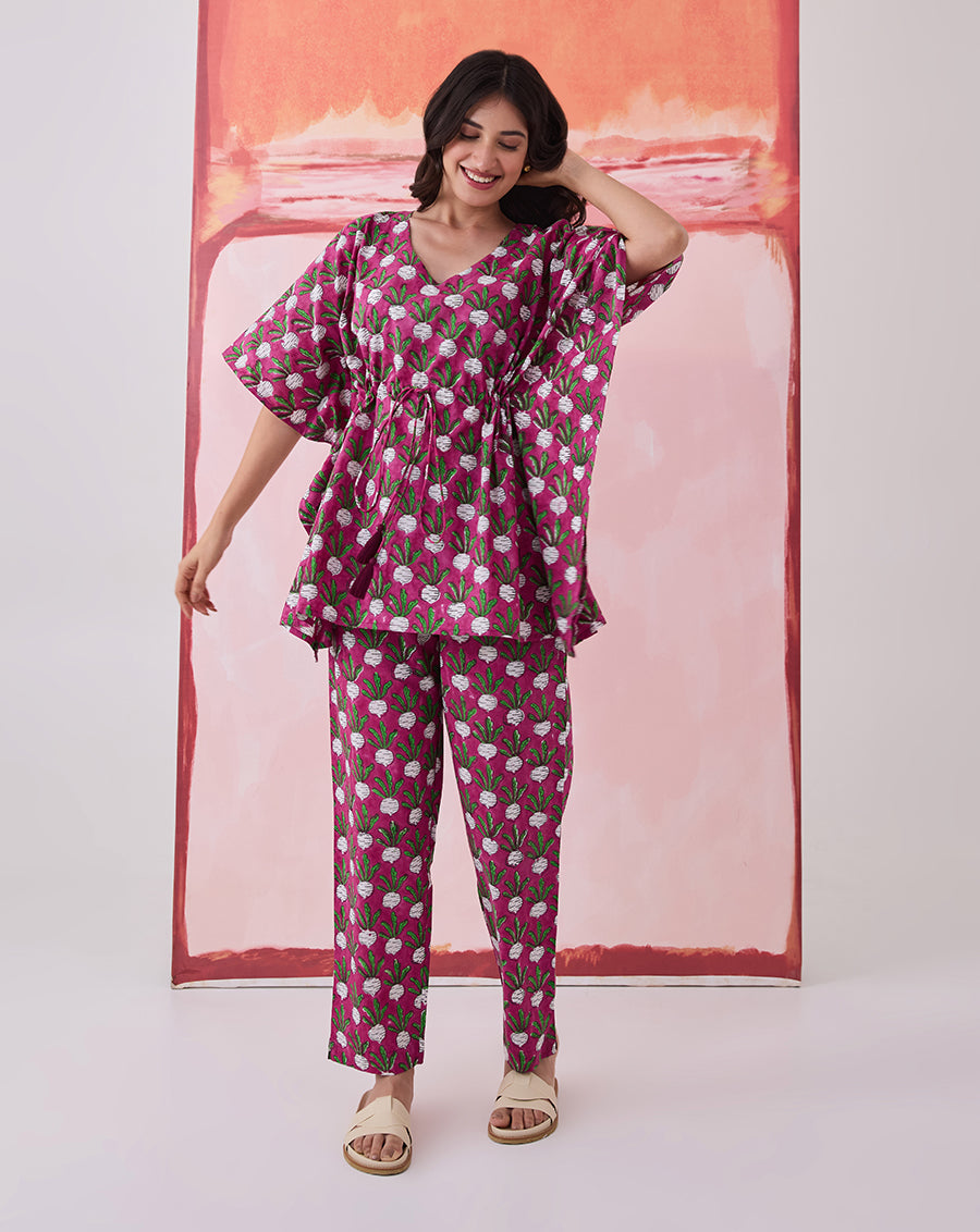 Beet-the-Root Chill Jams Cotton Co-ord Set