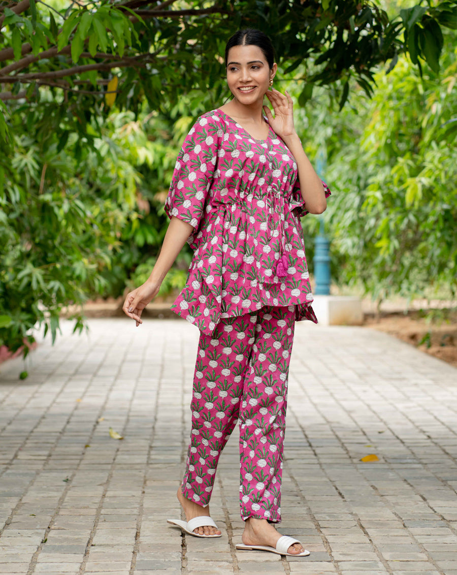 Beet-the-Root Chill Jams Cotton Co-ord Set