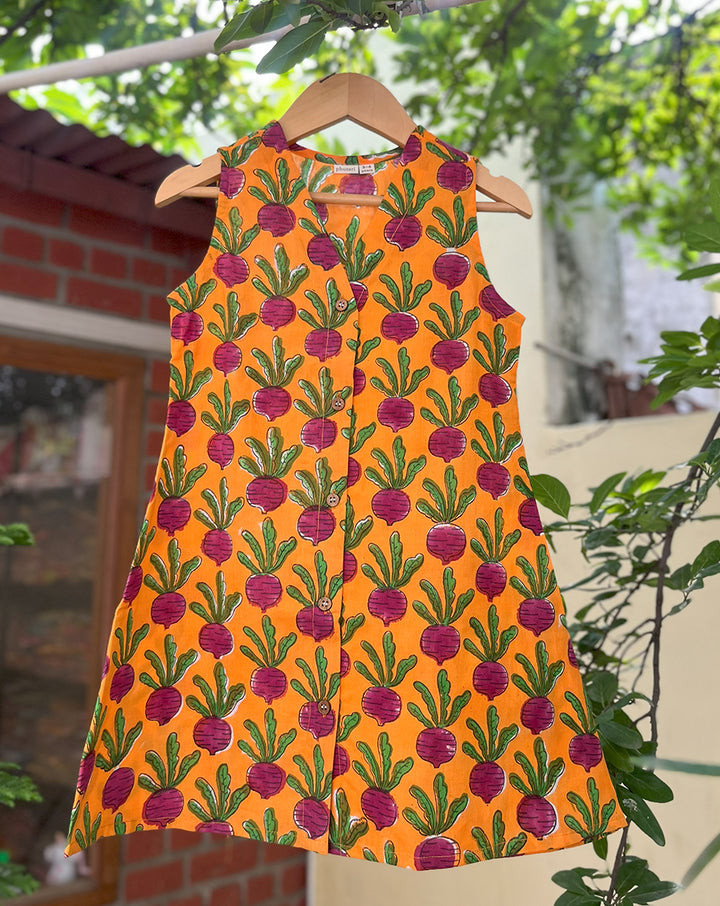 Beet The Root Cotton Dress for Girls