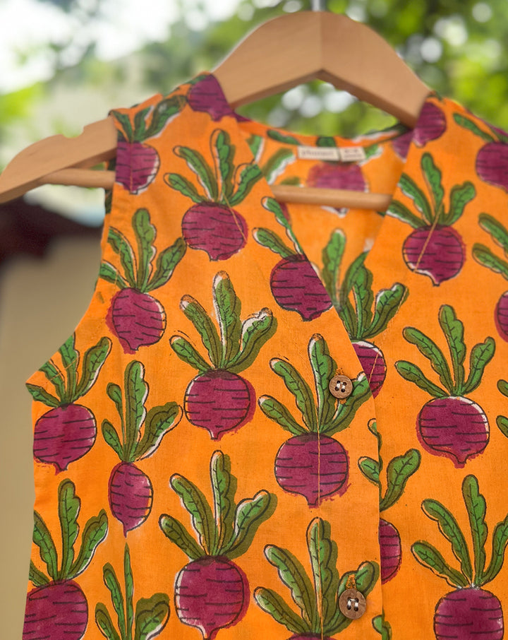 Beet The Root Cotton Dress for Girls
