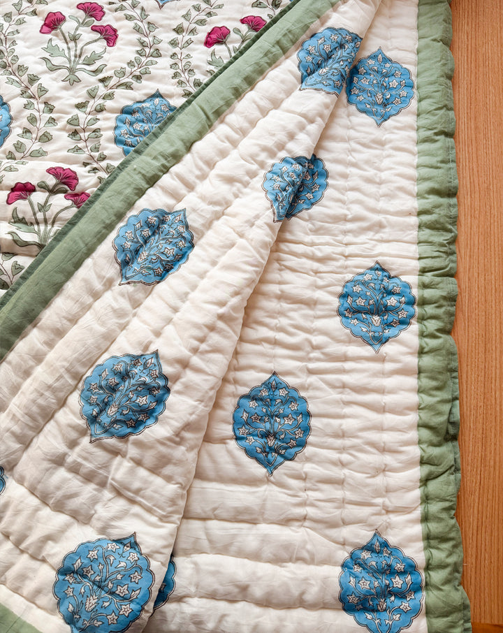Amaltas Hand Block Printed Cotton Quilt