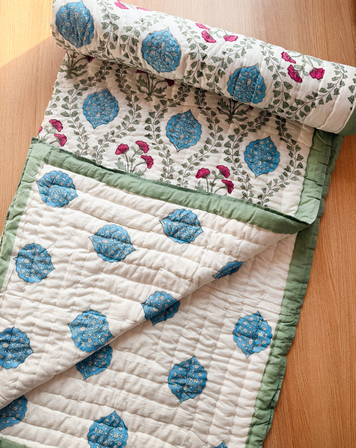 Amaltas Hand Block Printed Cotton Quilt