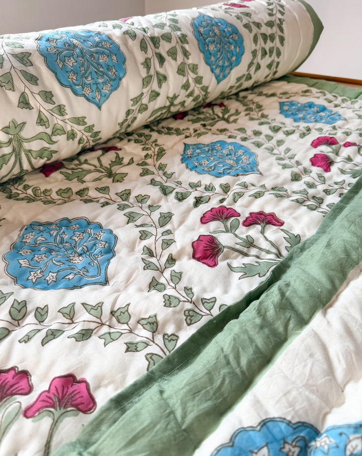 Amaltas Hand Block Printed Cotton Quilt