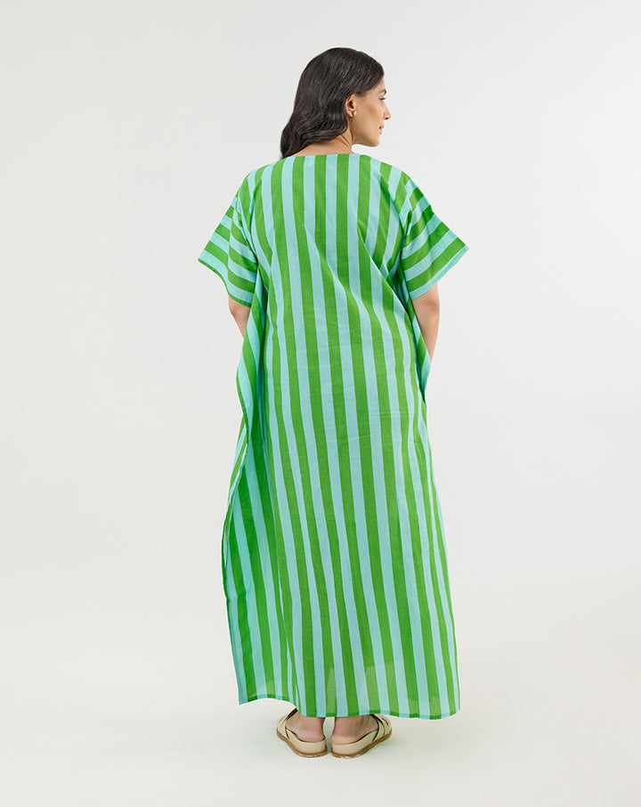 Bubble Gum Aqua Maxi Kaftan Dress