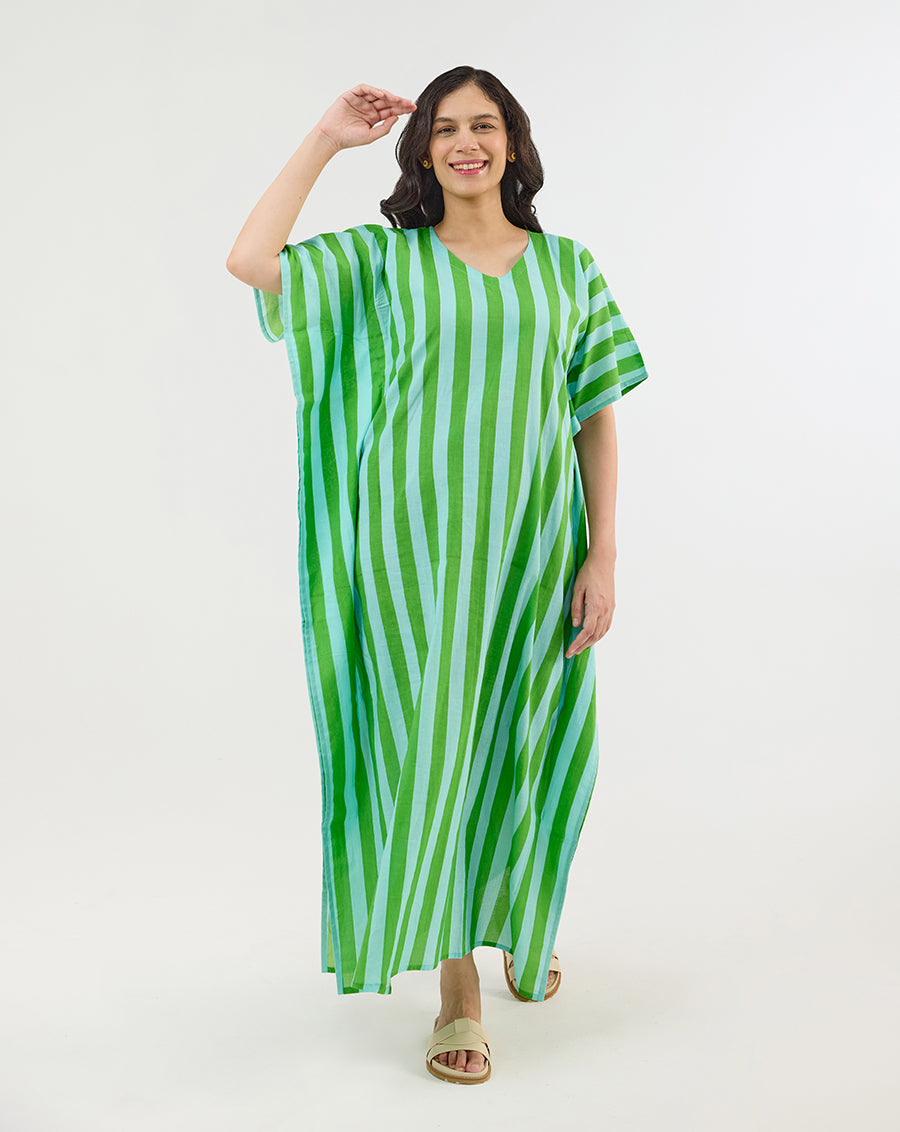 Bubble Gum Aqua Maxi Kaftan Dress
