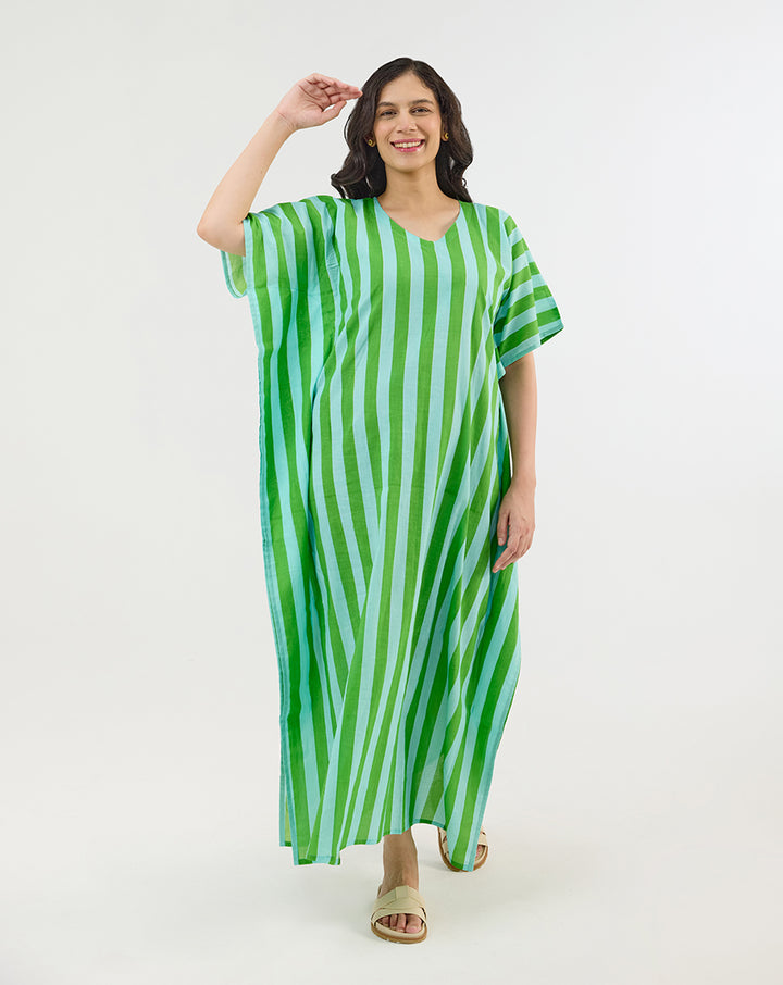 Bubble Gum Aqua Maxi Kaftan Dress