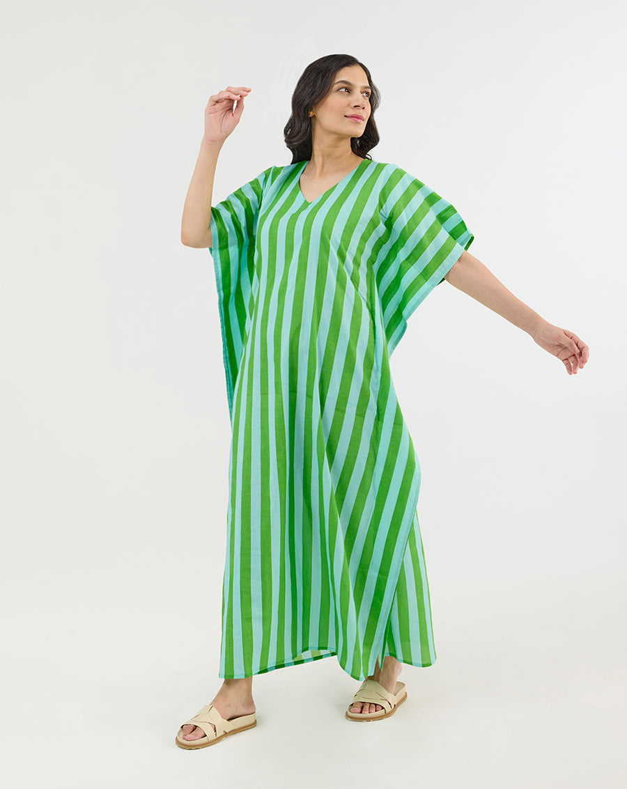 Bubble Gum Aqua Maxi Kaftan Dress