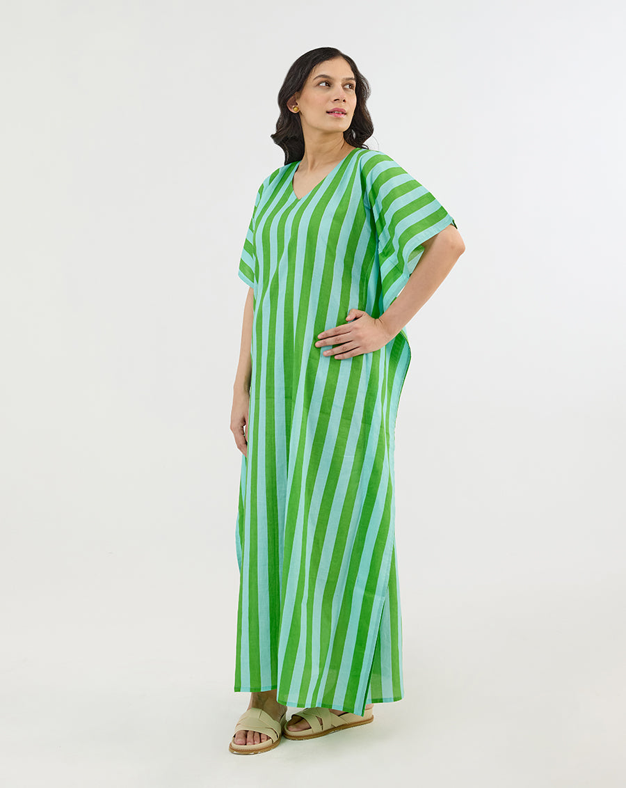Bubble Gum Aqua Maxi Kaftan Dress