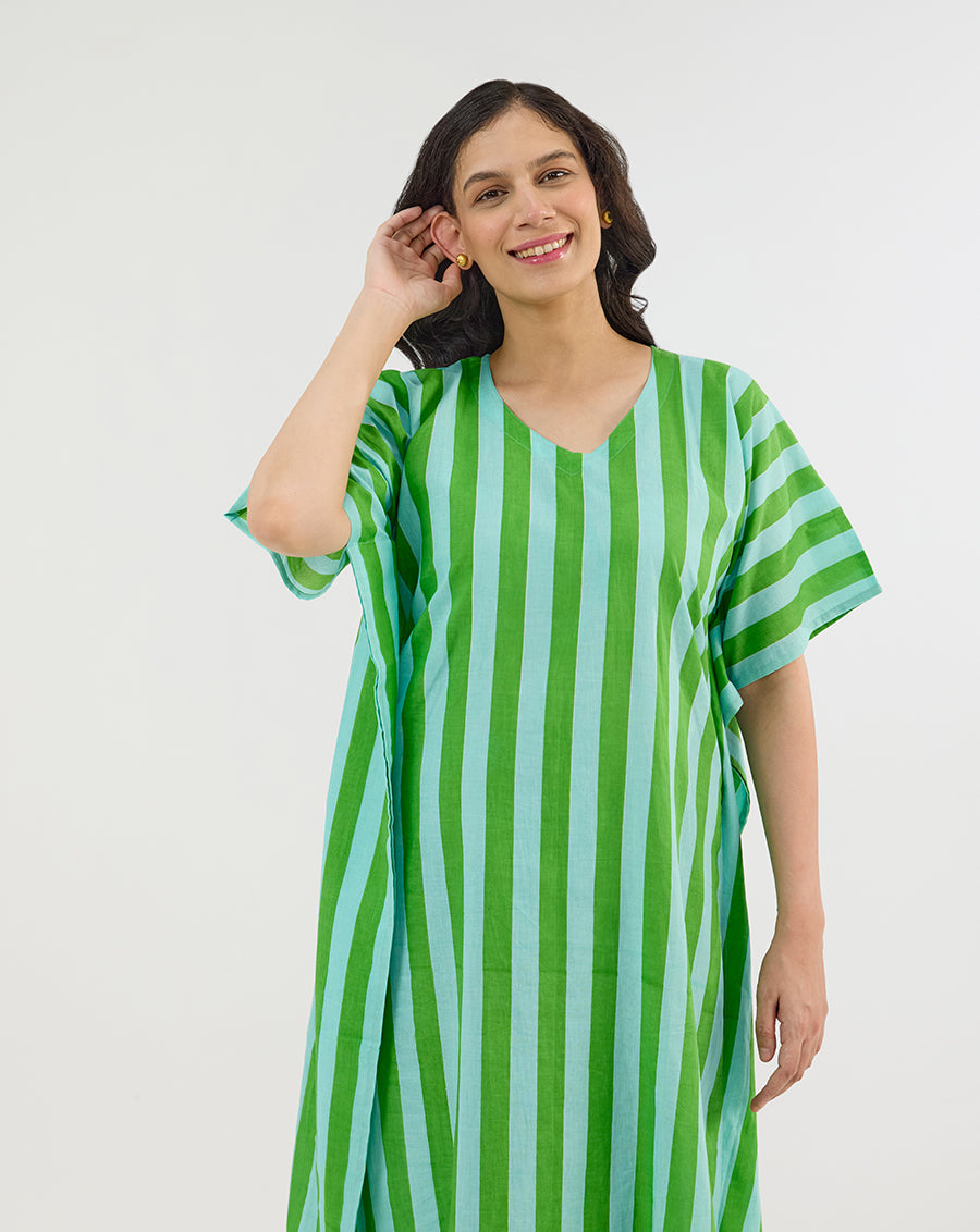 Bubble Gum Aqua Maxi Kaftan Dress
