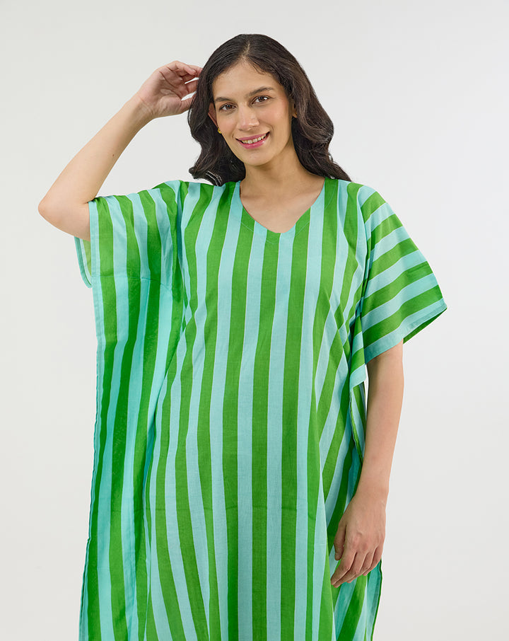 Bubble Gum Aqua Maxi Kaftan Dress