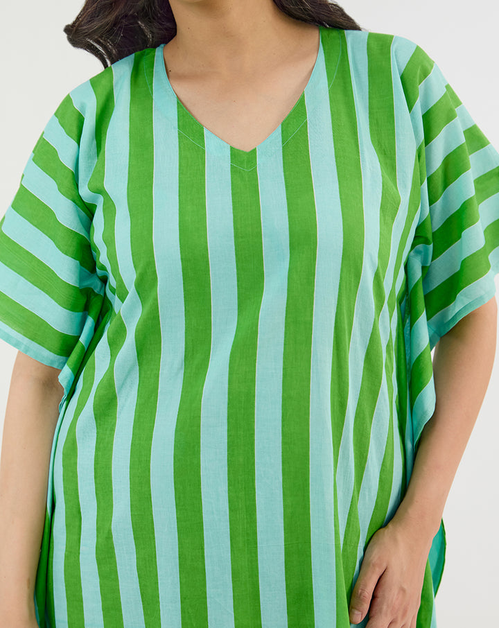 Bubble Gum Aqua Maxi Kaftan Dress