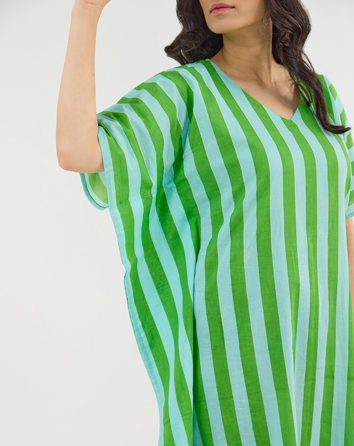 Bubble Gum Aqua Maxi Kaftan Dress