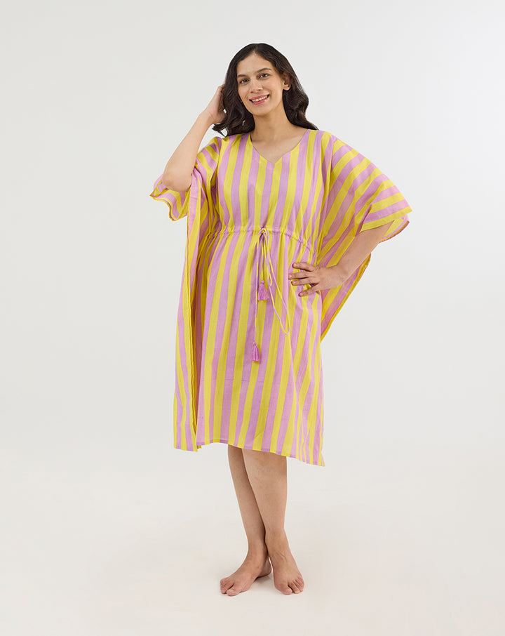 Bubble Gum Berries Cotton Midi Kaftan
