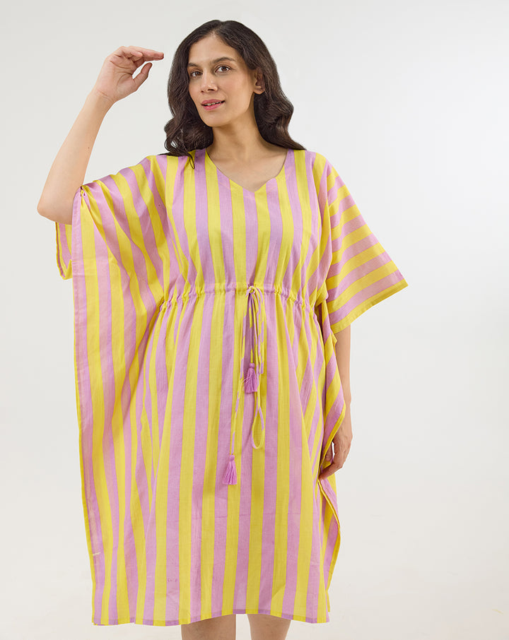Bubble Gum Berries Cotton Midi Kaftan