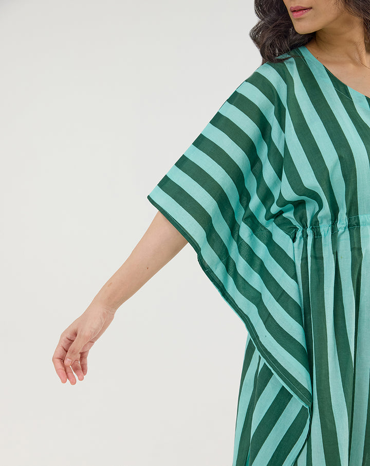 Bubble Gum Olive Cotton Midi Kaftan