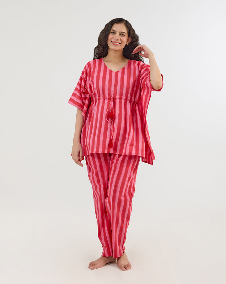 Bubble Gum Chill Jams Hand Blocked Printed Cotton Co-ord Set