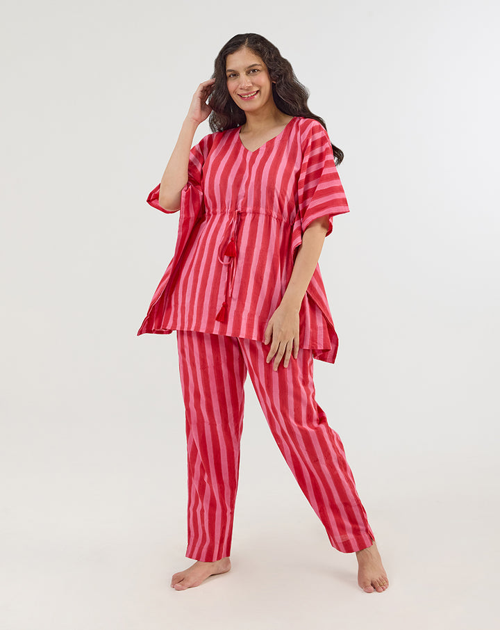 Bubble Gum Chill Jams Hand Blocked Printed Cotton Co-ord Set