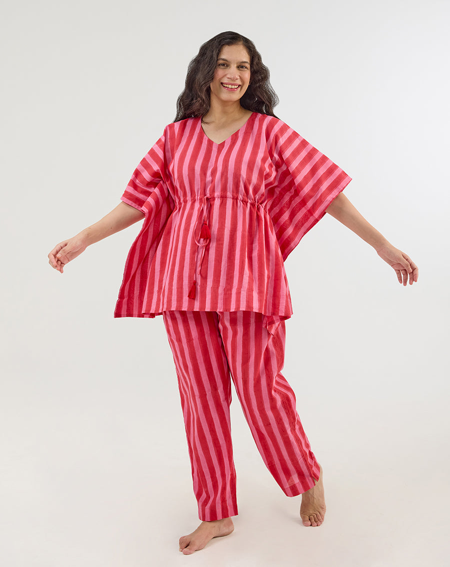 Bubble Gum Chill Jams Hand Blocked Printed Cotton Co-ord Set
