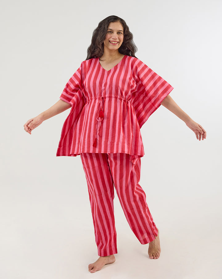 Bubble Gum Chill Jams Hand Blocked Printed Cotton Co-ord Set