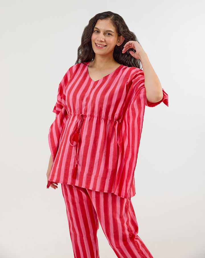 Bubble Gum Chill Jams Hand Blocked Printed Cotton Co-ord Set