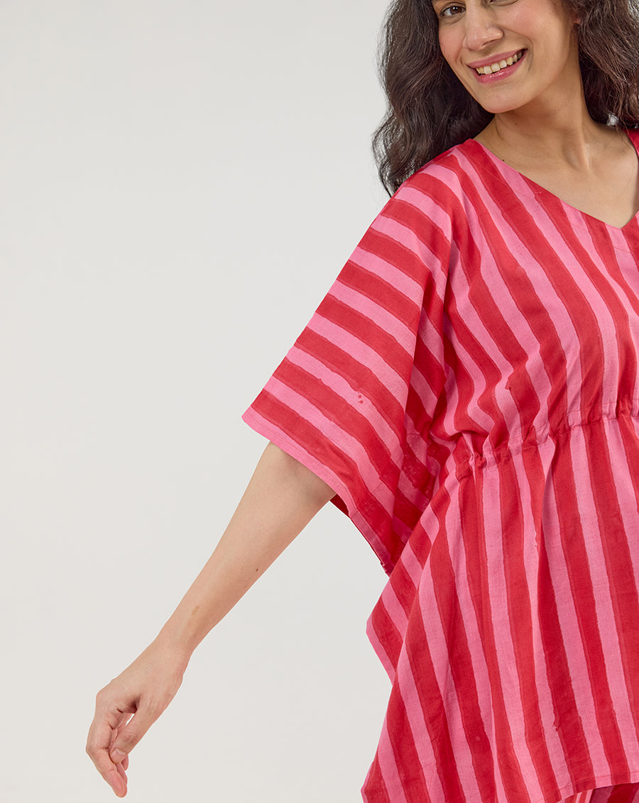 Bubble Gum Chill Jams Hand Blocked Printed Cotton Co-ord Set