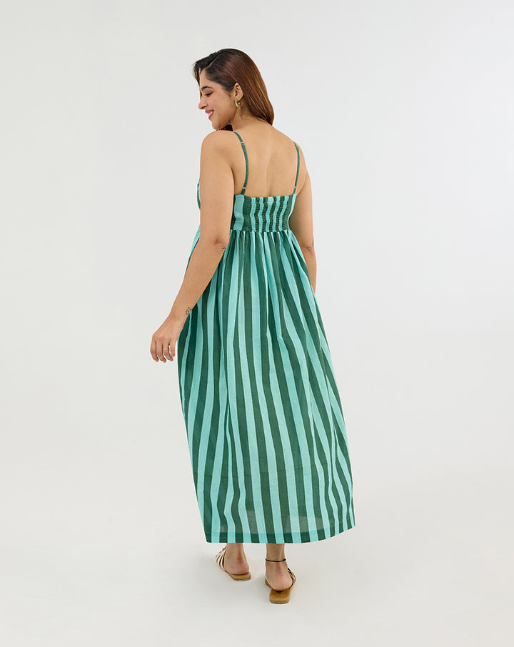 Bubble Gum Olive Cotton Strappy Dress