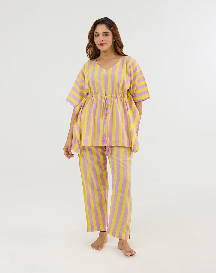 Bubble Gum Berries Chill Jams Hand Screen Printed Cotton Co-ord Set