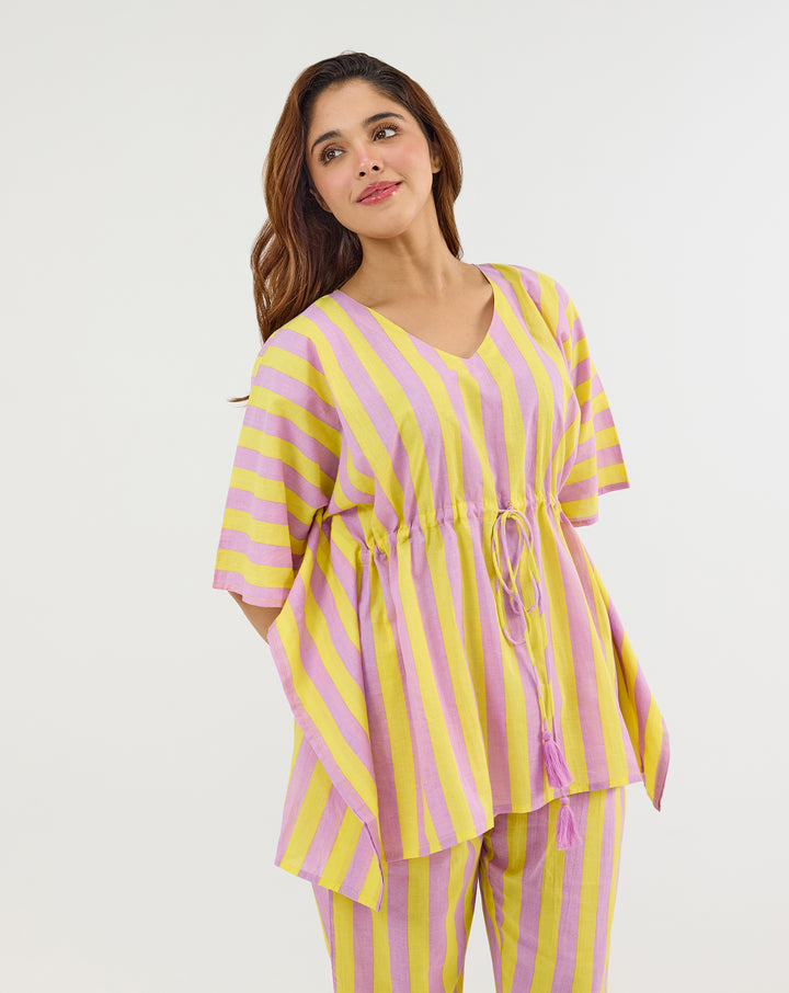 Bubble Gum Berries Chill Jams Hand Screen Printed Cotton Co-ord Set