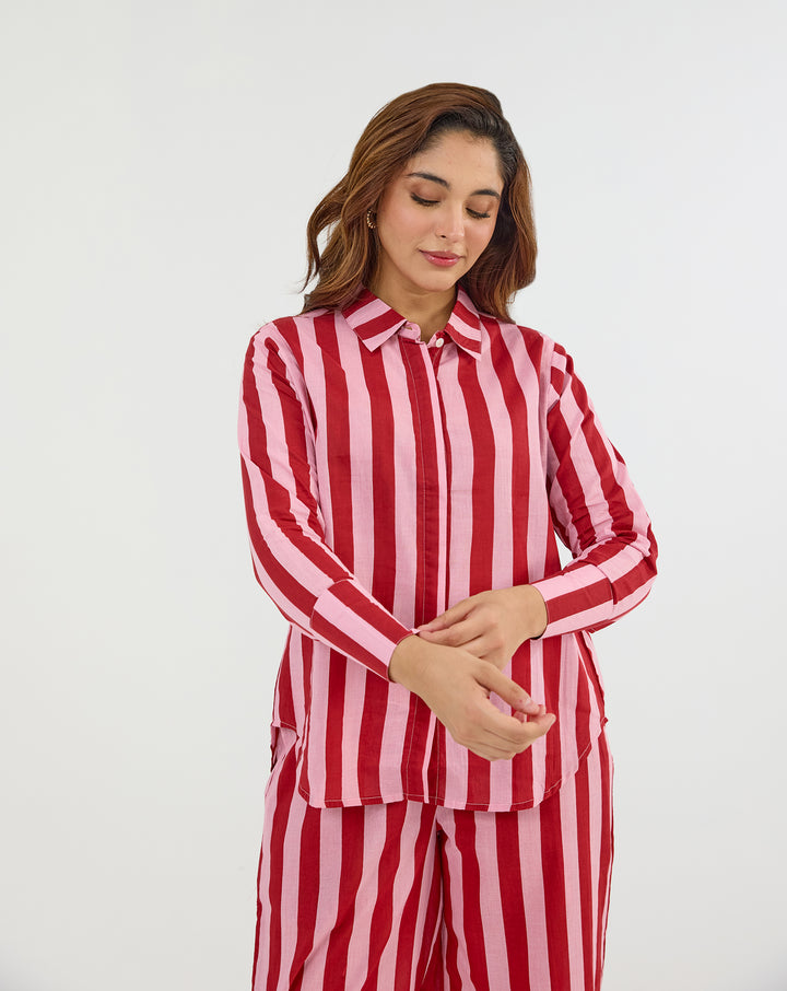 Bubble Gum Oversized Hand Screen Printed Cotton Co-ord Set Preorder