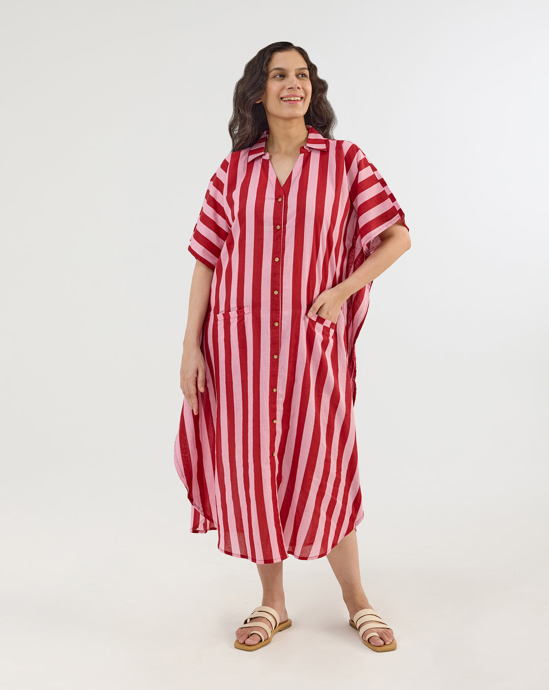 Bubble Gum BeeBee Hand Screen Printed Kaftan Shirt