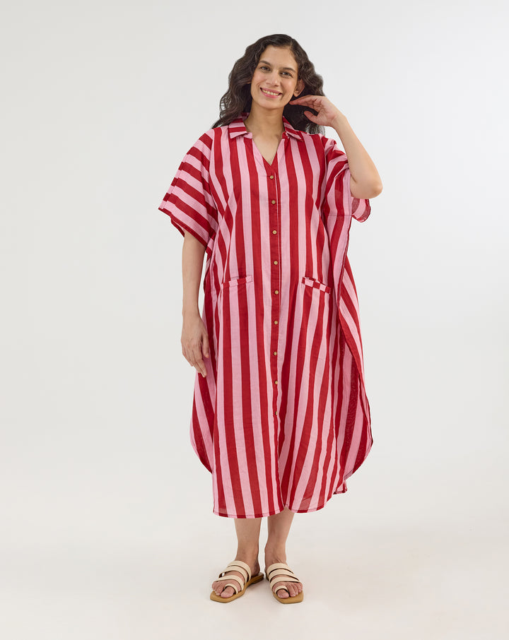 Bubble Gum BeeBee Hand Screen Printed Kaftan Shirt