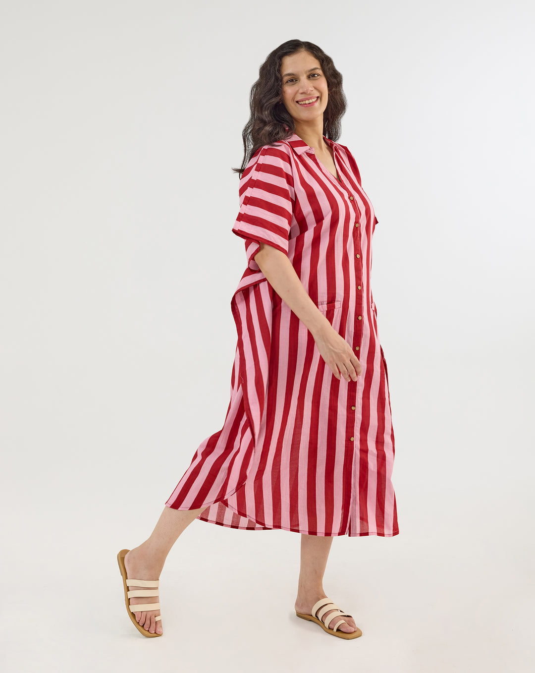 Bubble Gum BeeBee Hand Screen Printed Kaftan Shirt