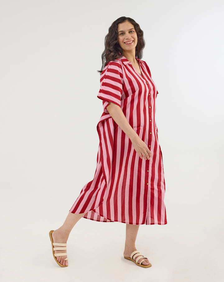Bubble Gum BeeBee Hand Screen Printed Kaftan Shirt