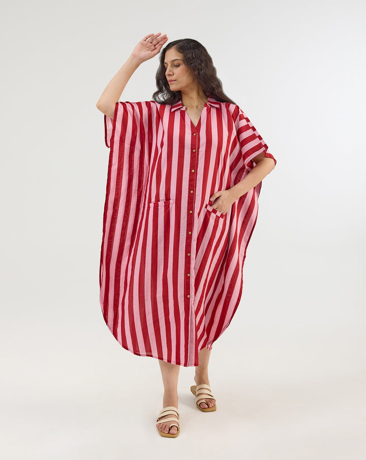 Bubble Gum BeeBee Hand Screen Printed Kaftan Shirt