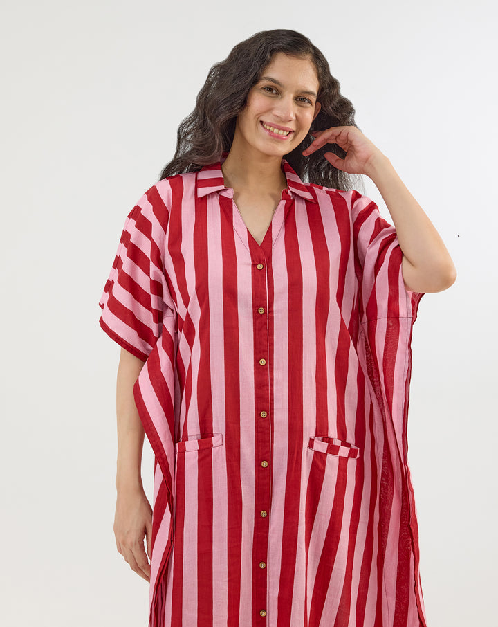 Bubble Gum BeeBee Hand Screen Printed Kaftan Shirt