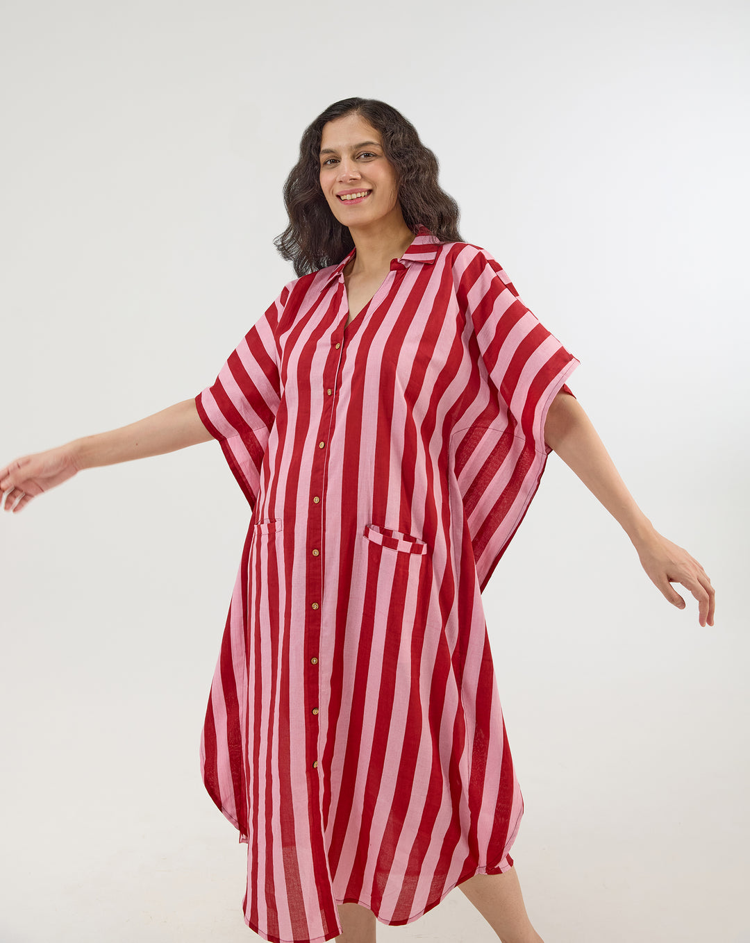 Bubble Gum BeeBee Hand Screen Printed Kaftan Shirt
