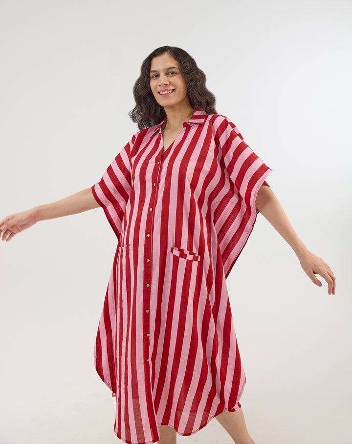 Bubble Gum BeeBee Hand Screen Printed Kaftan Shirt