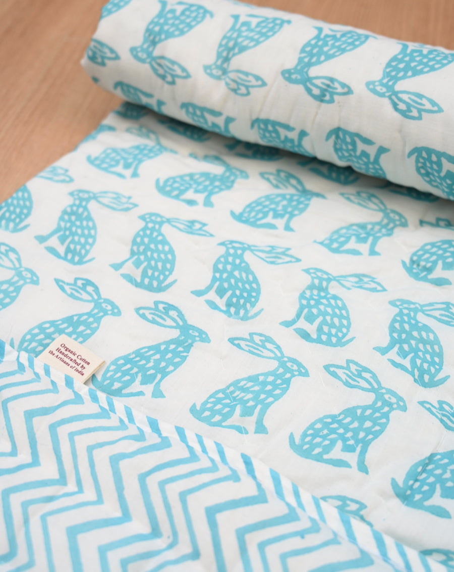 Blue Bunny GOTS Certified Organic Cotton Quilt for Babies/Kids