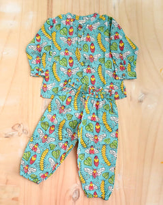 Cat-A-Pillar Cotton Kurta Pyjama Set for Kids-Minor Defect-BKP13