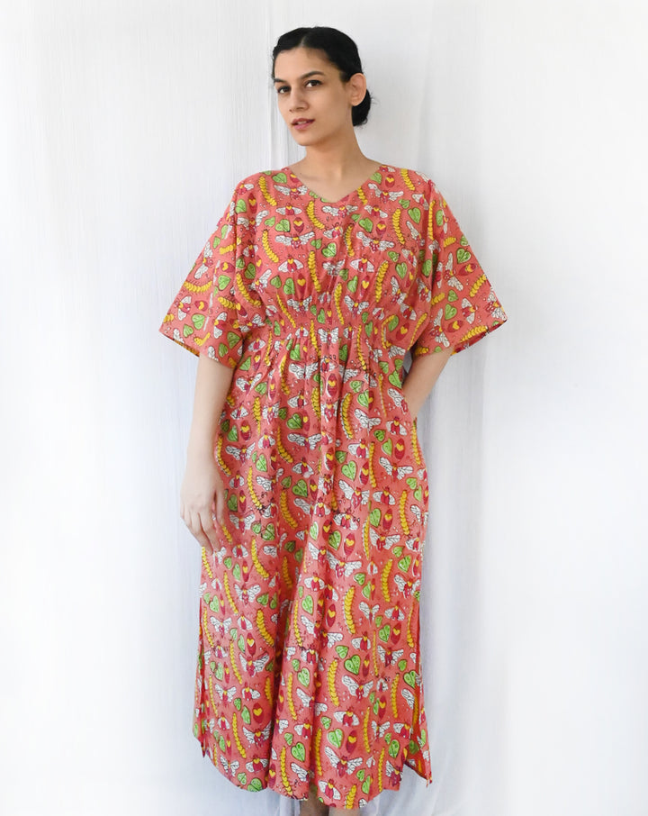 Cat-A-Pillar Senorita - Soft Cotton Kaftan Dress - Minor Defect C3
