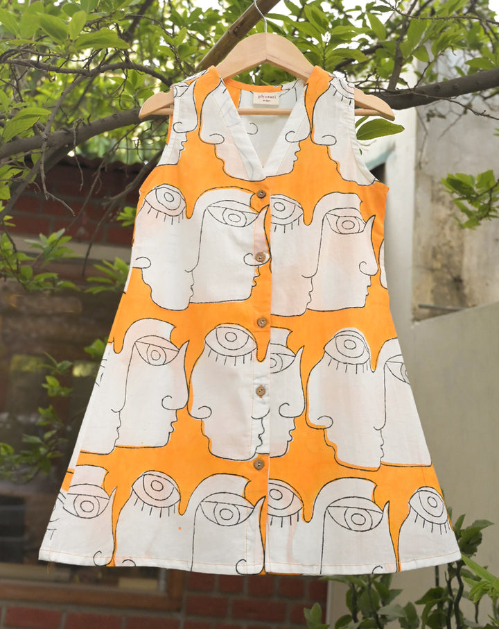 Chehre Cotton Dress for Girls