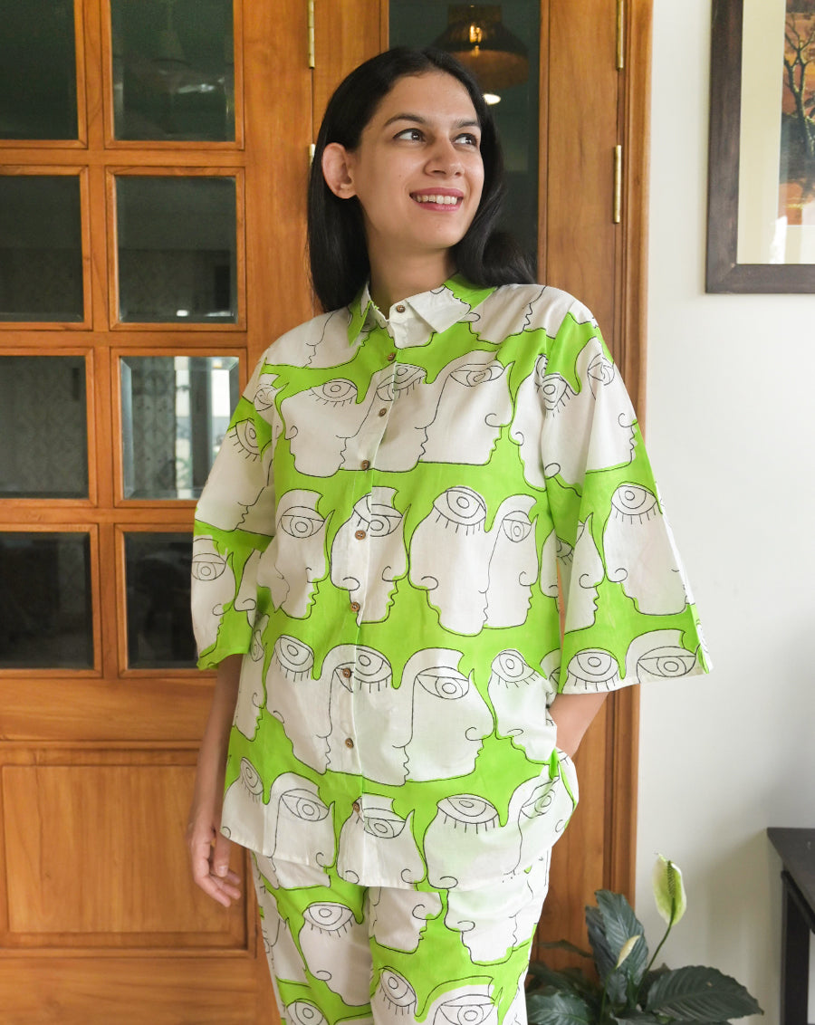 Chehre Chill Jams - Soft Cotton Shirt & Pyjama Set