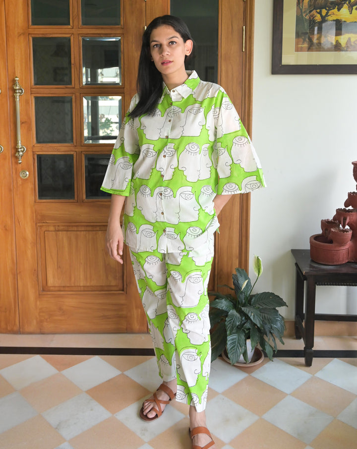 Chehre Chill Jams - Soft Cotton Shirt & Pyjama Set