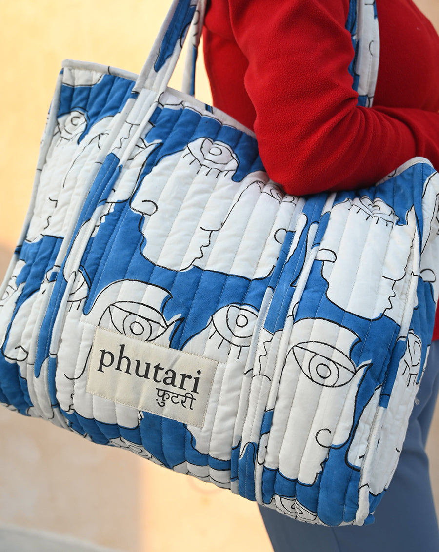 Chehre Quilted Tote Bag with a Pouch