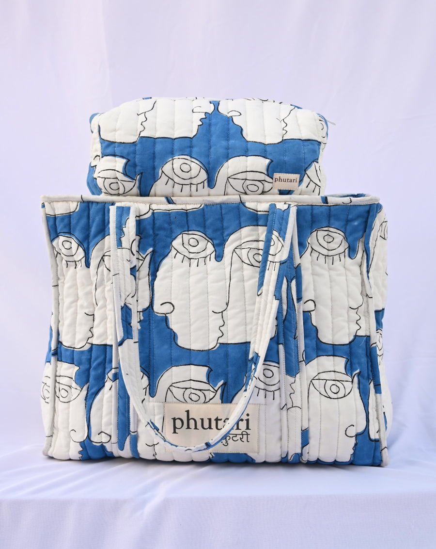 Chehre Quilted Tote Bag with a Pouch