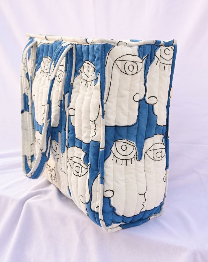 Chehre Quilted Tote Bag with a Pouch