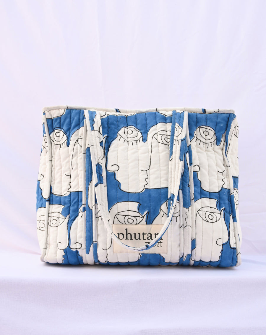 Chehre Quilted Tote Bag with a Pouch