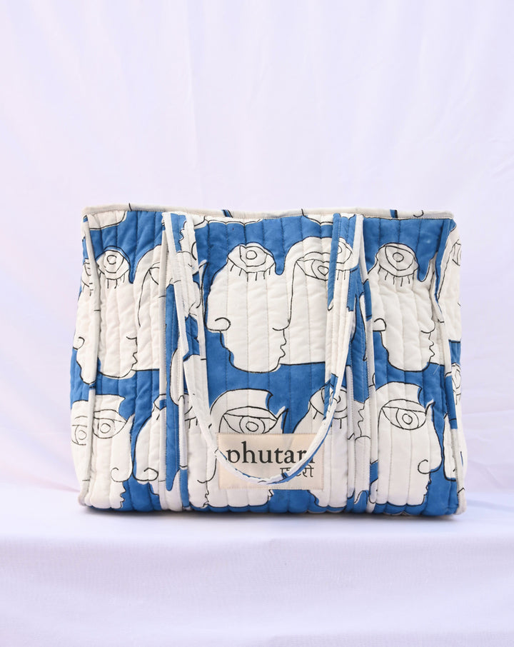 Chehre Quilted Tote Bag with a Pouch