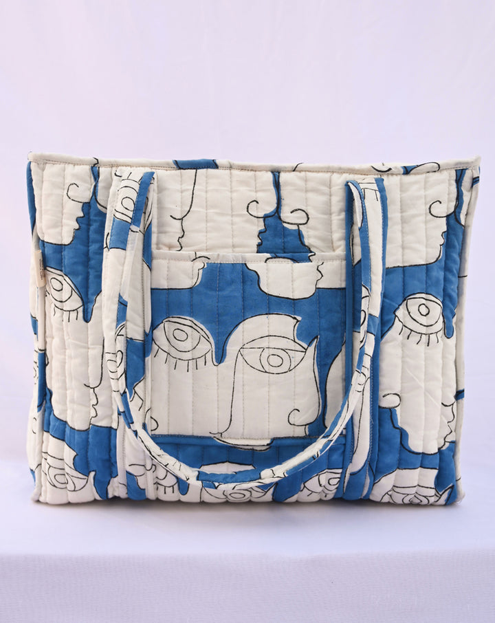 Chehre Quilted Tote Bag with a Pouch